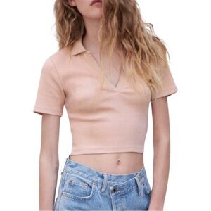 ZARA Cropped Polo Top
